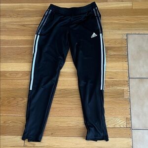 Adidas Black Joggers with White Stripes